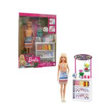 Boneca Barbie e Conjunto de Sucos e Vitaminas Grn75 Mattel