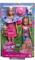 Boneca Barbie e Irmã Stacie e Cães de Estimação Mattel HRM09