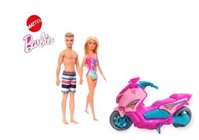 Boneca Barbie E Ken Namorados Moto Praia Original Mattel