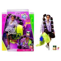 Boneca Barbie Extra Articulada Negra Cabelo Preso Com Pet E Acessórios Mattel