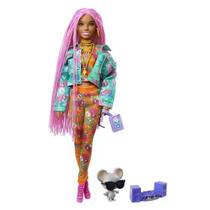 Boneca Barbie Extra Cabelo Tranças Rosa Com Dj Pet - Mattel GXF09