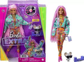 Boneca Barbie Extra com Animal de Estima&ccedil&atildeo Cabelo Rosa - Mattel GXF09