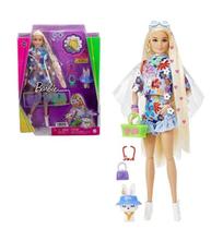 Boneca Barbie Extra com Animal de Estima&ccedil&atildeo Conjunto de Flores - Mattel HDJ45