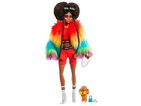 Boneca Barbie Extra Pop Punl Negra Cabelo Rosa Com Panda