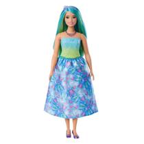 Boneca barbie fantasy princesa vestido de sonho verde água - mattel hrr11/hrr07