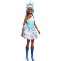 Boneca Barbie Fantasy Saia Unicórnio Sonho Glitter Azul Mattel
