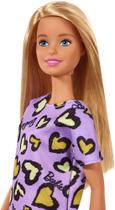 Boneca Barbie Fashion Colecionável - Loira Vestido Roxo/Amarelo 30cm - Mattel