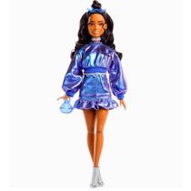 Boneca Barbie Fashion Deluxe Style Vestido Azul Holográfico JFP42 - Mattel