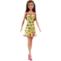 Boneca Barbie Fashion Morena Vestido Amarelo Mattel