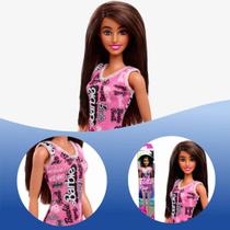 Boneca Barbie Fashion Morena Vestido Rosa Hrh09 - Mattel