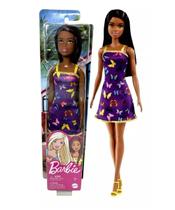 Boneca Barbie Fashion Vestido Roxo Estampa Borboleta Mattel