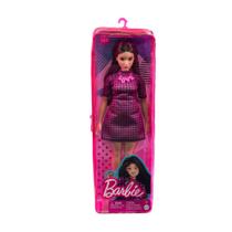 Boneca Barbie Fashionista 188 Vestido Xadrez Rosa HBV20 - Mattel