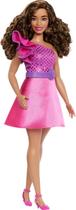Boneca Barbie Fashionista 225 Vestido Brilhante Rosa