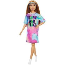 Boneca Barbie Fashionista Cabelo Castanho Claro Vestido T-Shirt Tie-Dye, 159 Grb51 - Mattel