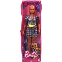 Boneca Barbie Fashionista Cabelo Laranja Vestido Xadrez Rosa, 161 Grb53 - Mattel