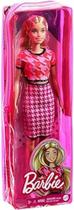 Boneca Barbie fashionista loira vestido pied de poule