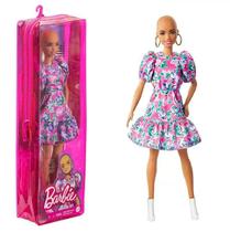 Boneca Barbie Fashionista Sem Cabelo Com Vestido Floral