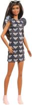 Boneca Barbie Fashionistas 140 Morena Vestido estampado de Ratinho GYB01 - Mattel (24905)