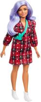 Boneca Barbie Fashionistas 157 Cabelo Roxo Vestido Xadrez