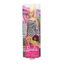 Boneca Barbie Glitter Loira Vestido Listrado FXL68 - Mattel