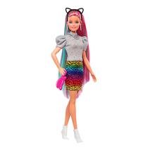 Boneca Barbie Leopard Rainbow Hair com 14 pçs - GRN80 GRN81 - Mattel
