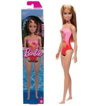 Boneca Barbie Loira Dia de Praia Maiô Rosa 30Cm 3+ Mattel