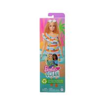 Boneca Barbie Loira Loves The Ocean Vestido Listrado HLP92 Mattel