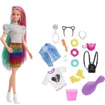 Boneca barbie loira penteados arco íris oncinha rainbow hair - mattel grn81/grn80