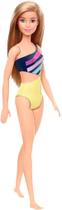 Boneca Barbie Loira - Roupa De Praia Maiô Listrado Original Mattel