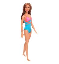 Boneca Barbie Loura Praia Maio Azul Rosa - Mattel