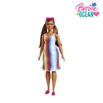 Boneca Barbie Love The Ocean Original Mattel Brinquedo Infantil Menina Morena Listrada Arco-Íris