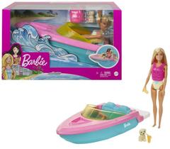 Boneca Barbie Malibu Com Lancha de Passeio Pet e Acessórios Barbie Boat Barco da Barbie Mattel GRG30 Boneca Barbie Malibu Com Lancha de Passeio Pet e Acessórios Barbie Boat Barco da Barbie Mattel GRG30