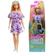 Boneca Barbie Malibu Loira Loves The Ocean Produzida Em Plástico Recicl Retirado do Oceano Mattel