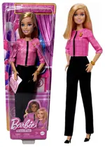 Boneca Barbie Menina Loira Profissões Quero Ser Líder Chefe Executiva De Negócios Política Roupa Roupinha Traje Social Preto E Rosa Mattel