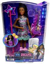 Boneca Barbie Menina Morena Negra Brooklyn Cabelo Com Dreads - Profissão Profissões Quero Ser Cantora - Emite Luz Luzes E Som - Com Acessórios - Matte