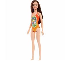 Boneca Barbie Moda Praia Maiô Laranja com Flores HDC49 - Mattel (40640)