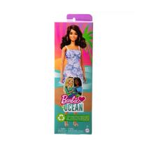 Boneca Barbie Morena Loves The Ocean Vestido Floral Azul HLP94 Mattel