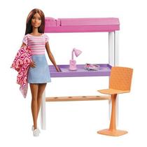 Boneca Barbie Morena Playset Quarto e Escritório - Mattel DVX51-FXG52