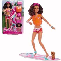 Boneca Barbie Morena Surf C/ Acessórios 3+ HPT49 Mattel