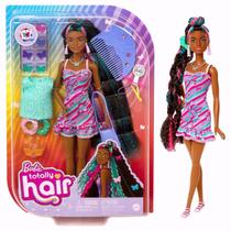 Boneca Barbie Morena Totally Hair Cabelo Colorido Mattel