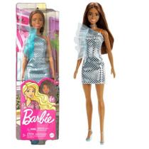 Boneca Barbie Morena Vestido de Festa Azul T7580 Mattel