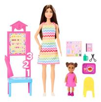 Boneca Barbie Play Set Professora Morena Com Aluna - Mattel Boneca Barbie Play Set Professora Morena Com Aluna - Mattel