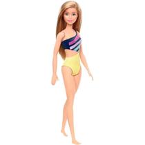Boneca Barbie Praia Loira Maiô Amarelo GHW41 - Mattel