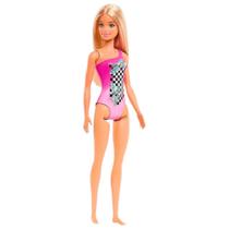 Boneca Barbie Praia Loira Maiô Rosa Com Azul Ghw37 - Mattel GHH38