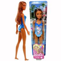 Boneca Barbie Praia Maiô Azul Com Flores Fashionista Mattel
