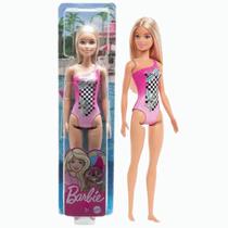 Boneca Barbie Praia Maiô Rosa Com Xadrez Fashionista Mattel