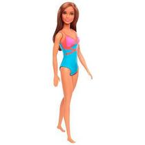 Boneca Barbie Praia Morena Com Maiô Estampado Mattel