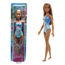Boneca Barbie Praia Morena Maiô Azul Mattel