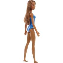 Boneca Barbie Praia Negra Maio Azul Com Flores - Mattel