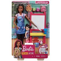 Boneca Barbie Profissoes Conjunto Professora de ARTES Negra Mattel DHB63